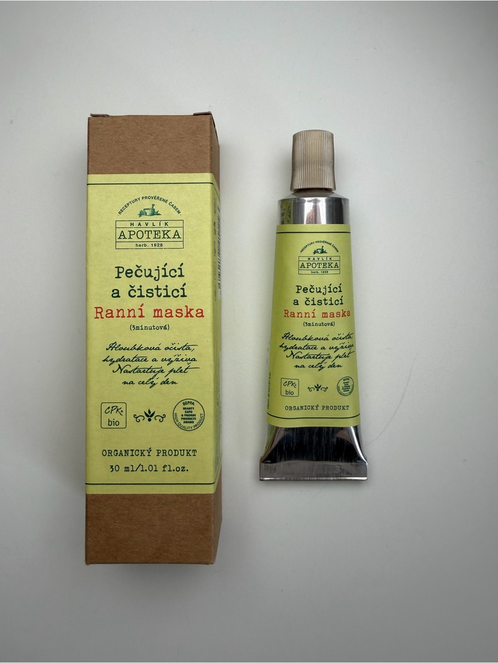 Havlik Apoteka 3 Minute Morning Face Mask 30ml Czech Organic New